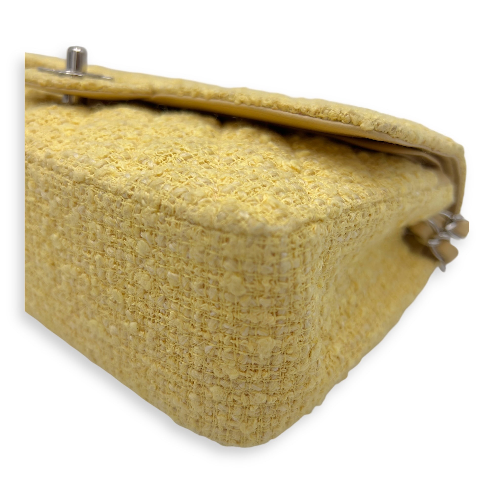 Classic Shoulder Bag Yellow in Tweed, Silver hardware - Image 7