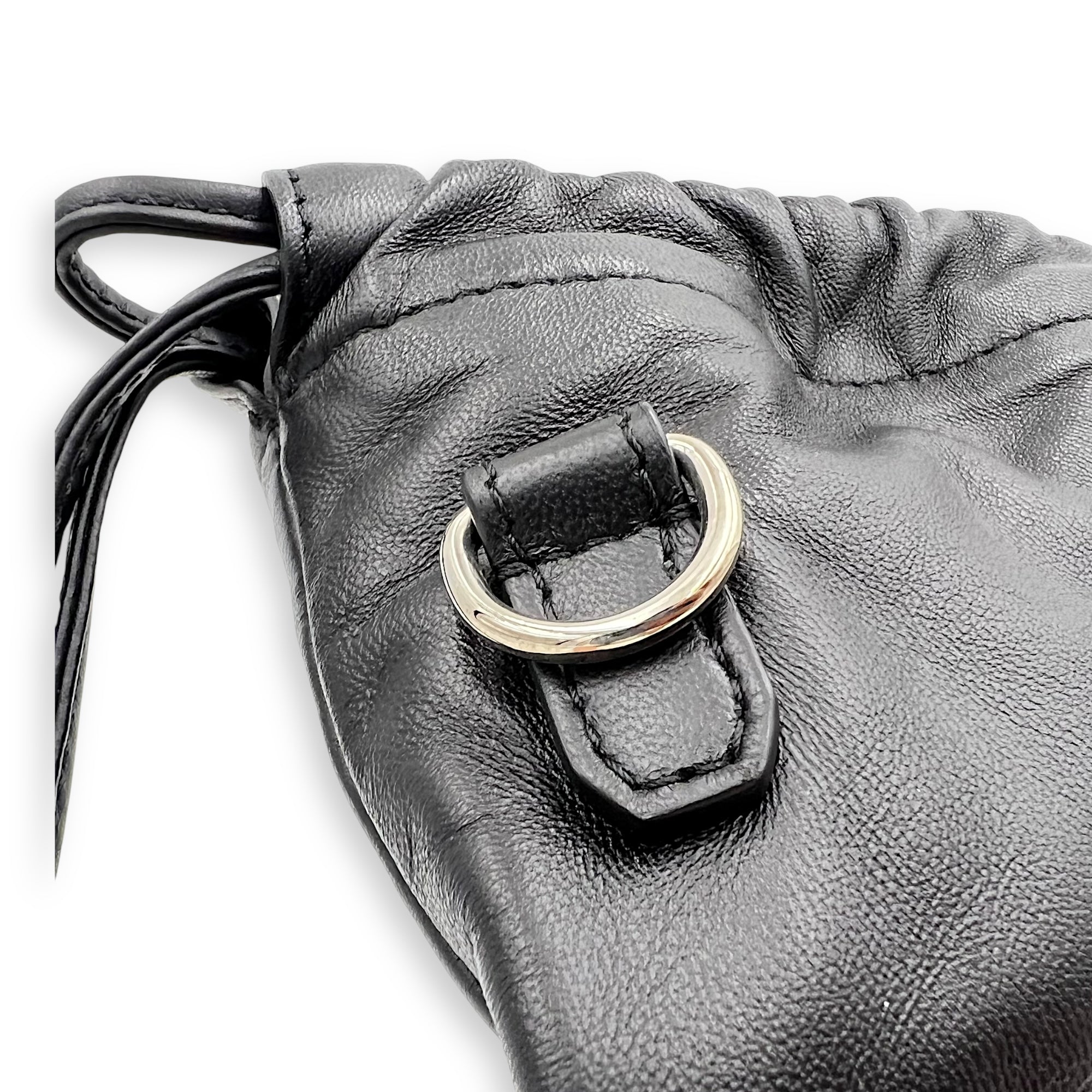 Logo Black Crossbody Bag in Calfskin, Silver hardware - Image 9