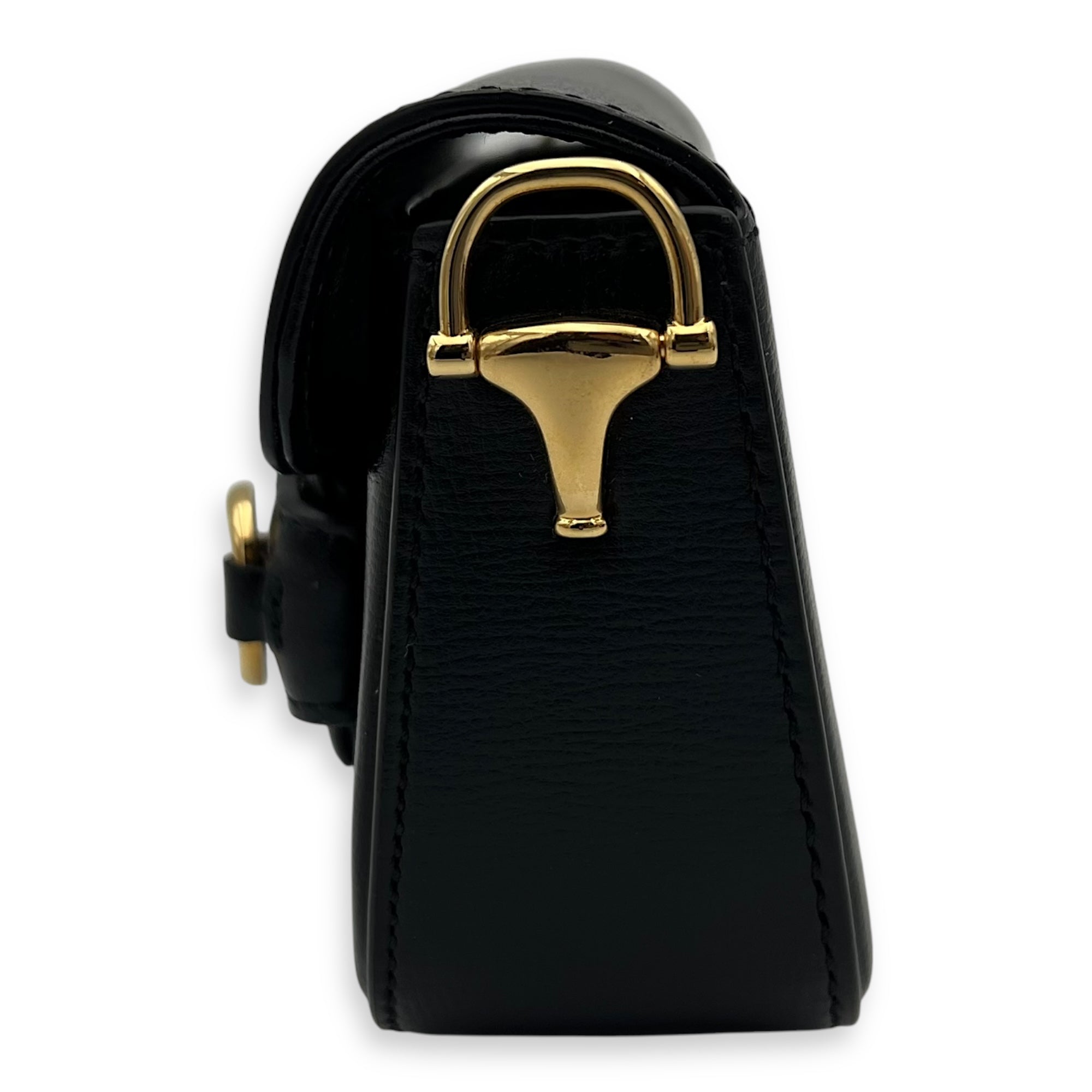 Horsebit 1955 Black Belt Bag in Calfskin, Gold hardware - Image 4