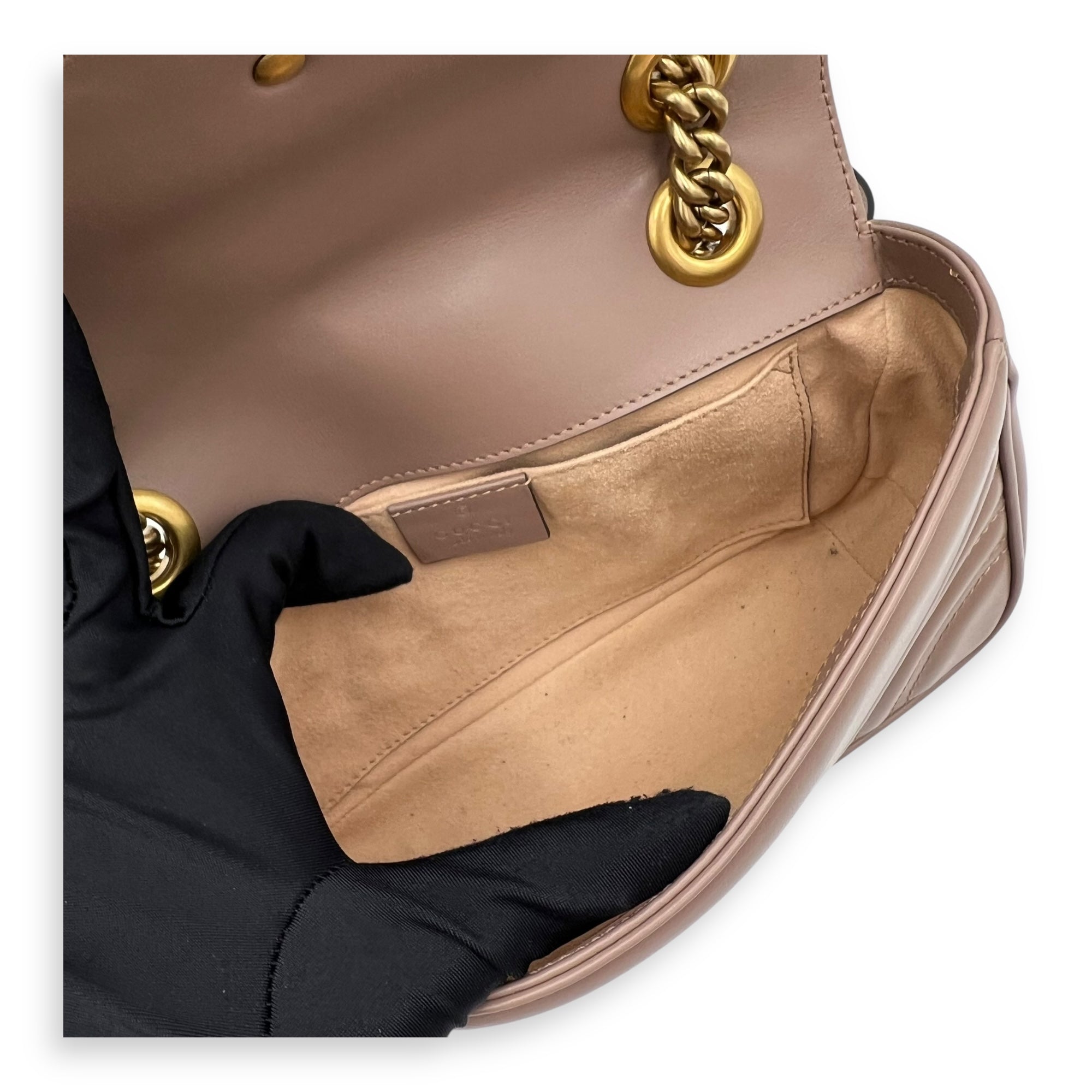 GG Marmont Mini Shoulder bag in Calfskin, Gold Hardware - Image 10