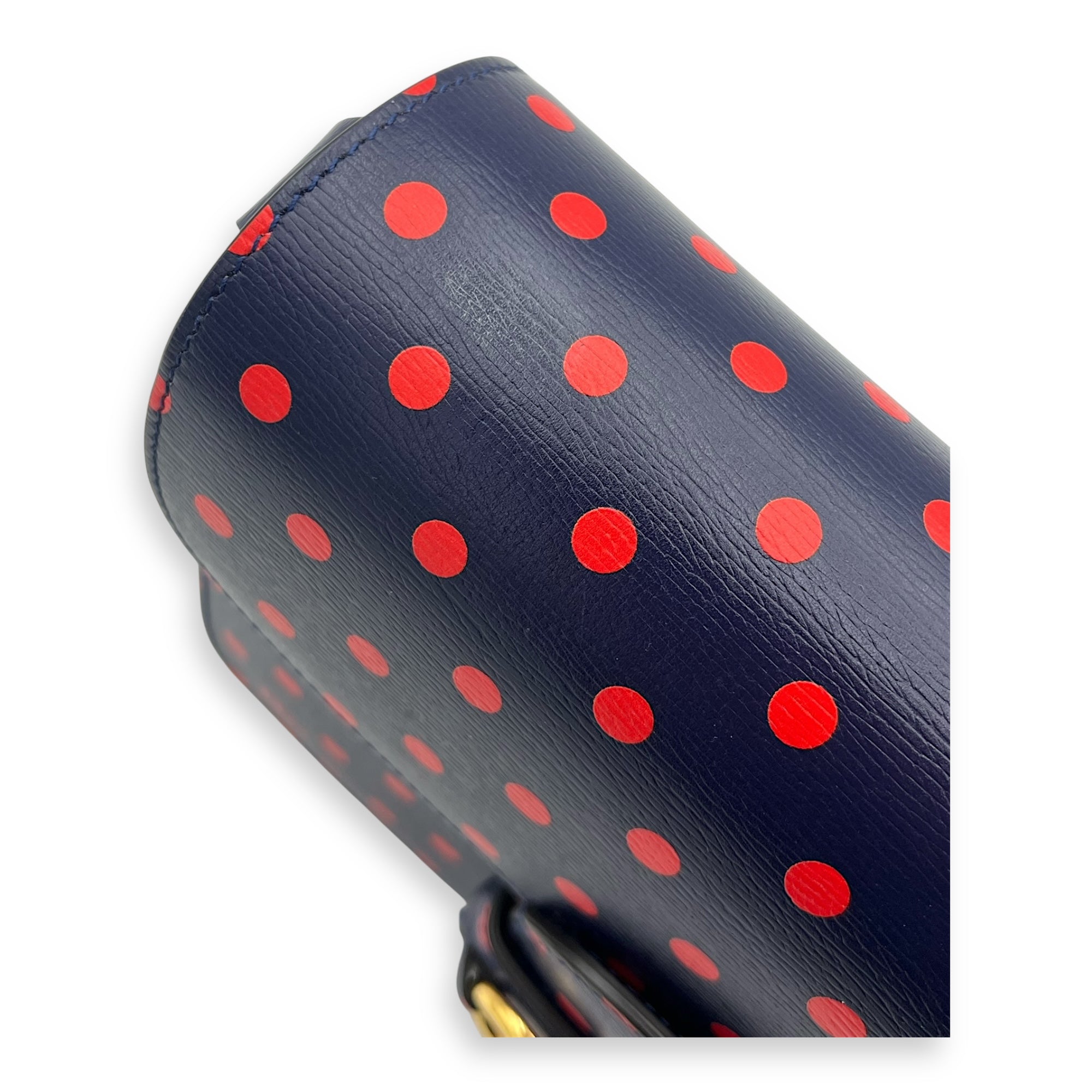 Horsebit 1955 Shoulder Bag Blue in Calfskin, Gold hardware - Image 10