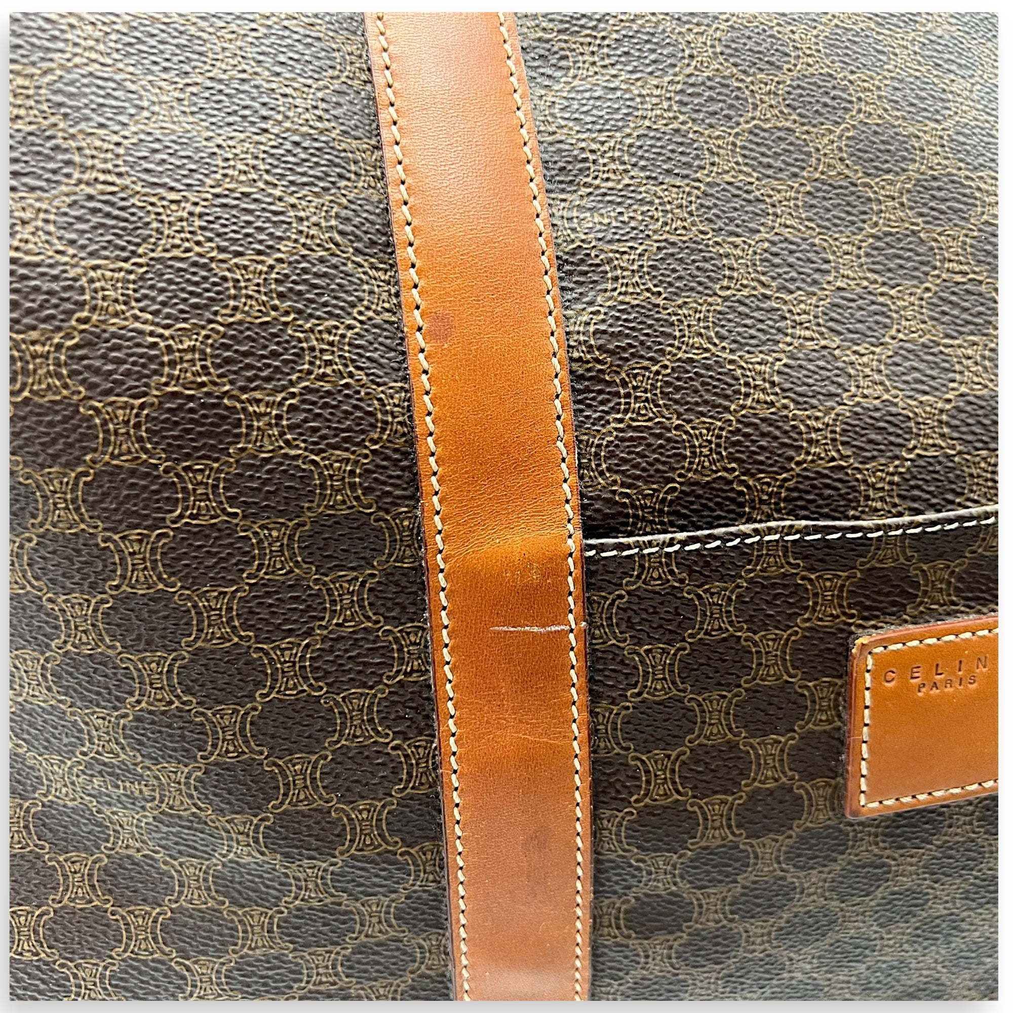 Vintage Macadam Brown Duffle Bag in Coated Canvas, Gold hardware - Image 10