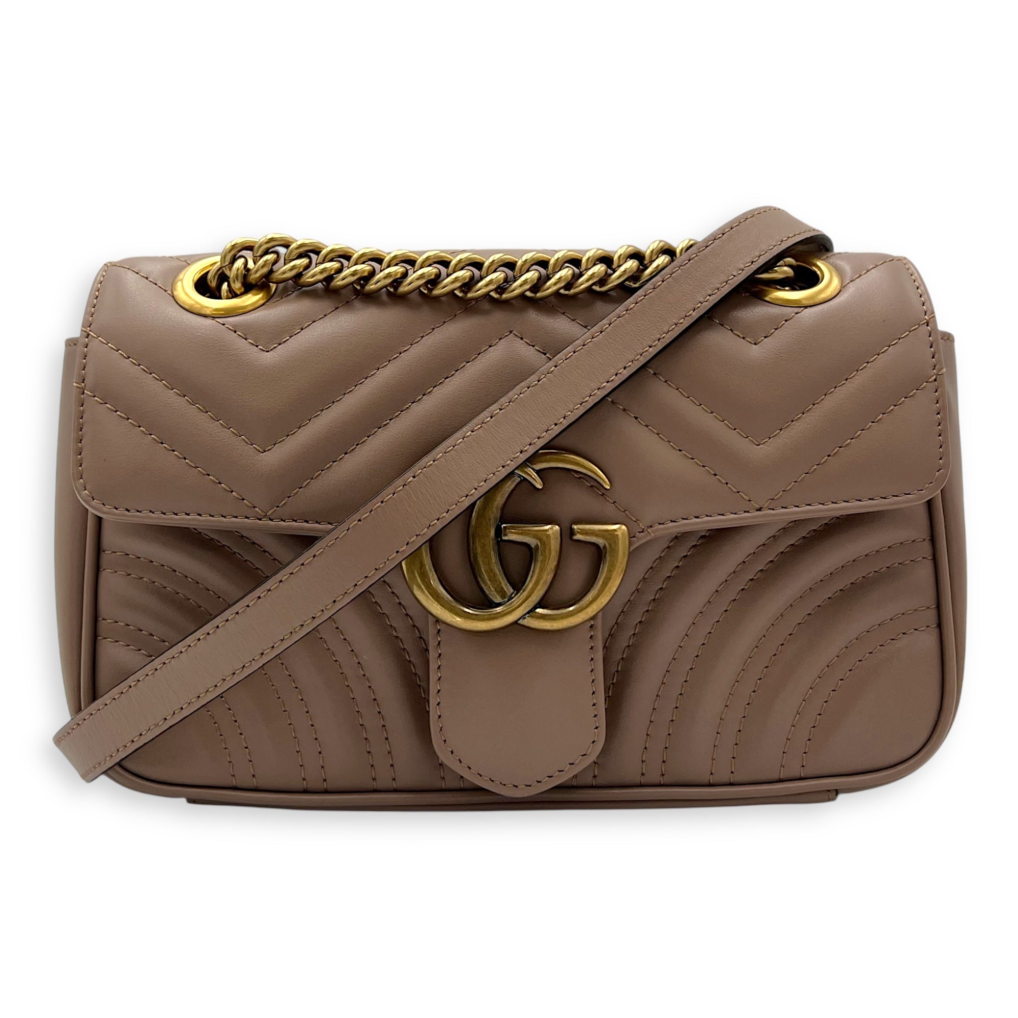 GG Marmont Mini Shoulder bag in Calfskin, Gold Hardware - Image 11