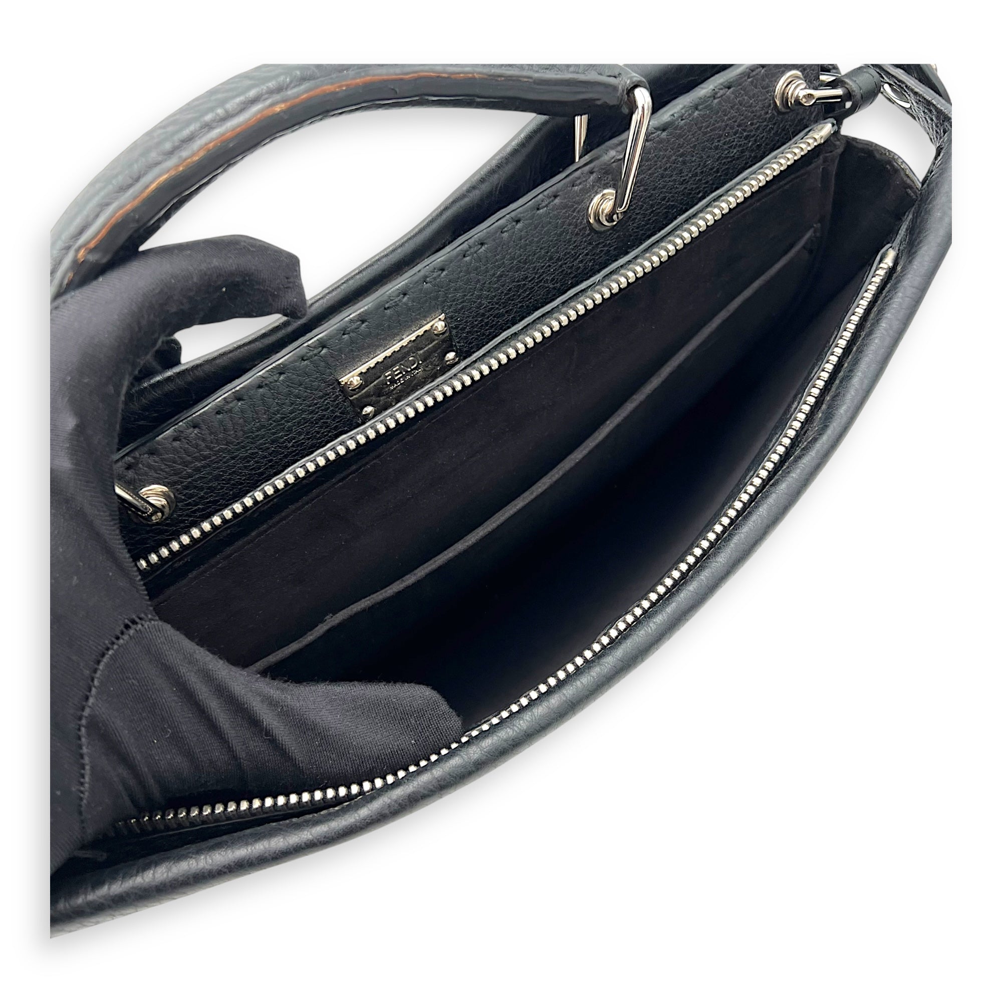 Peekaboo Top Handle Bag Black in Calfskin, Silver hardware - Image 12