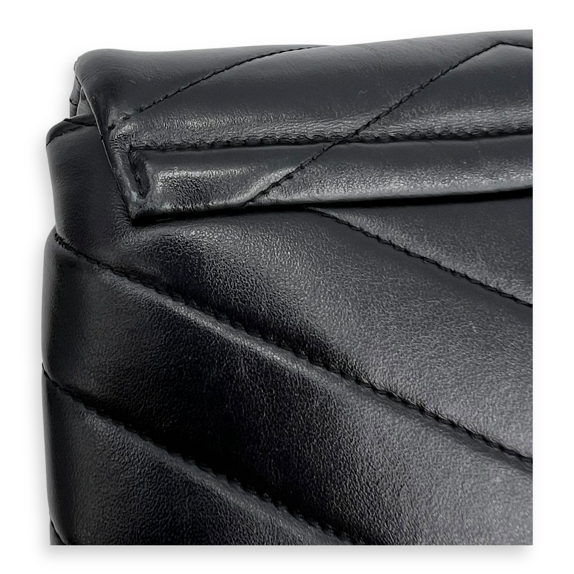 Loulou Toy Black Crossbody Bag in Calfskin, Silver hardware - Image 14