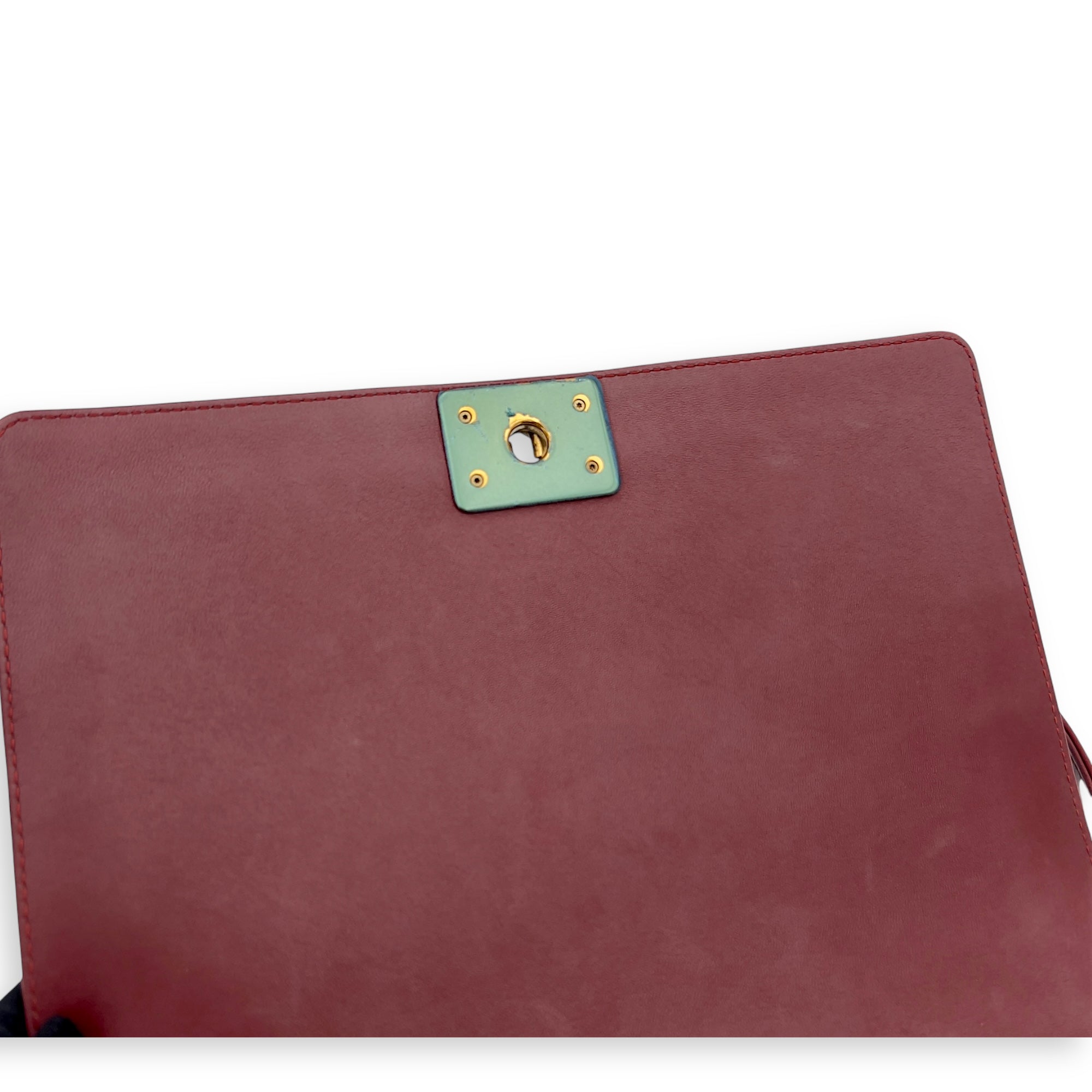 Boy Shoulder Bag Medium Red in Calfskin, Gold hardware - Image 13