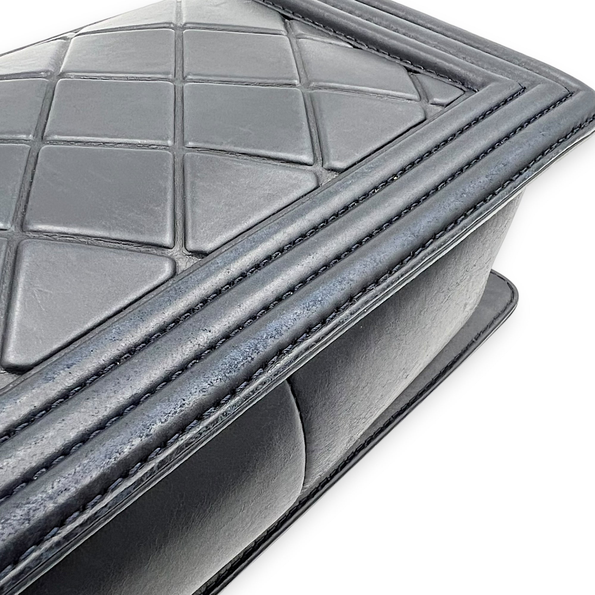 Boy Medium Blue Shoulder Bag in Lambskin, Ruthenium hardware - Image 13