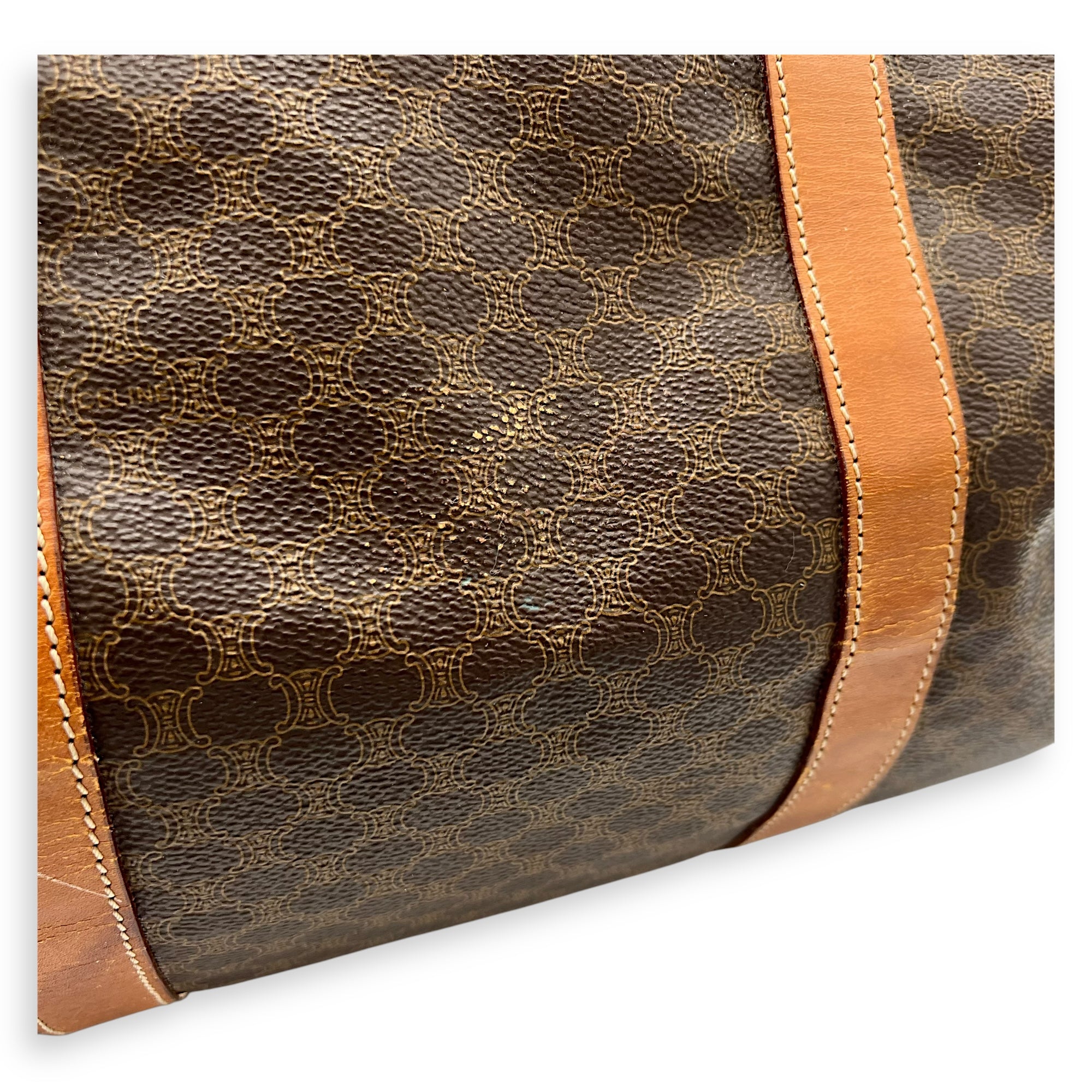 Vintage Macadam Brown Duffle Bag in Coated Canvas, Gold hardware - Image 13