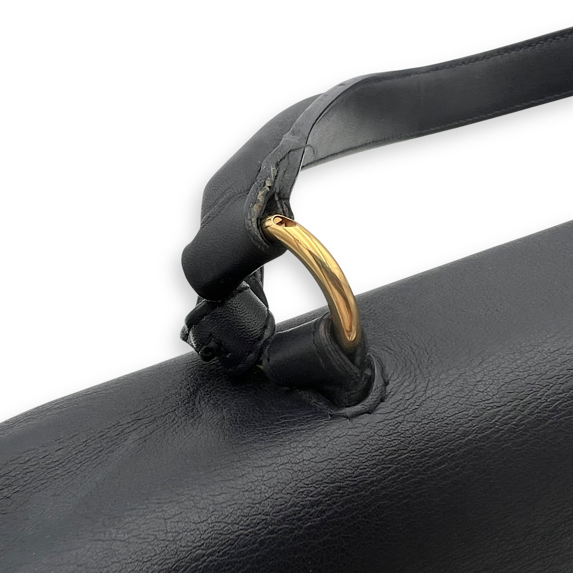 Moujik Top Handle Bag Blue in Calfskin, Gold hardware - Image 14