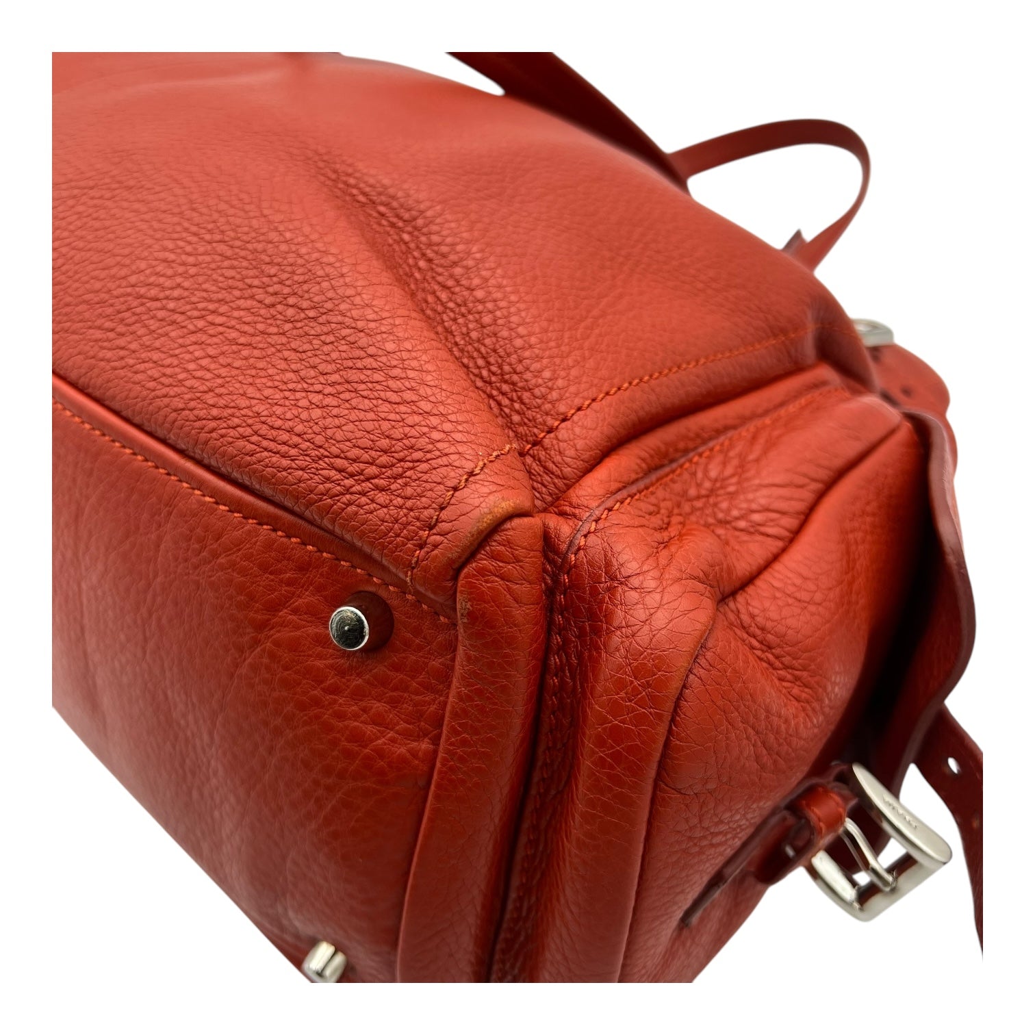 Vitello Daino Red Shoulder Bag in Calfskin, Silver hardware - Image 13