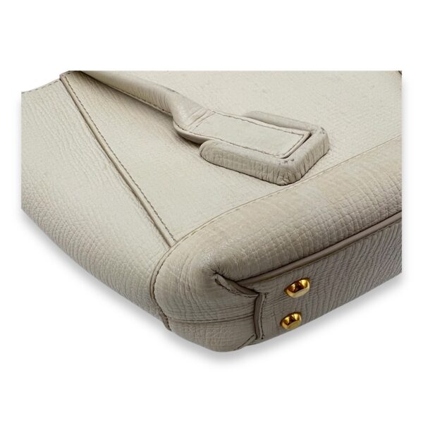 Arco White Top Handle Bag in Calfskin, Gold hardware - Image 9