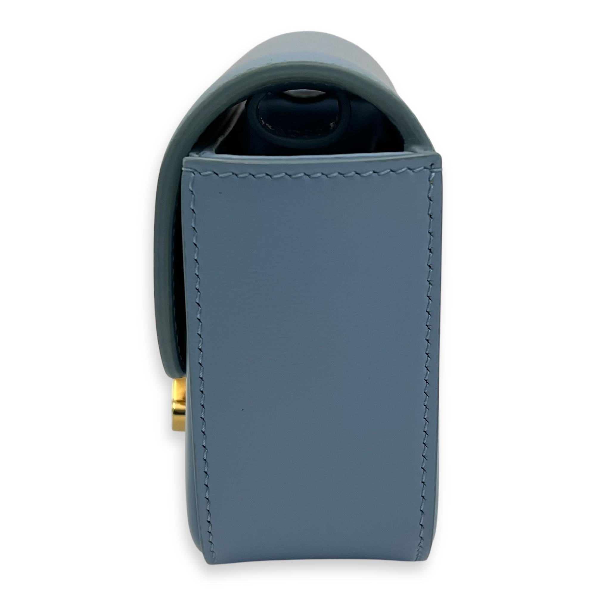 Claude Crossbody Bag Blue in Calfskin, Gold hardware - Image 4