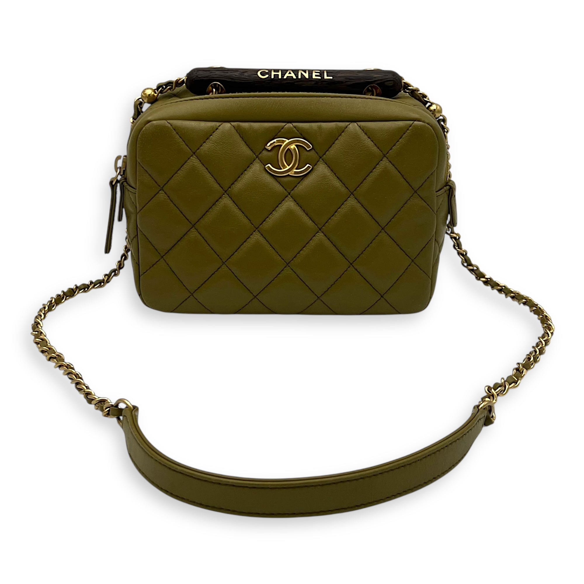 Wenge Wood Green Crossbody Bag in Lambskin, Gold hardware - Image 11