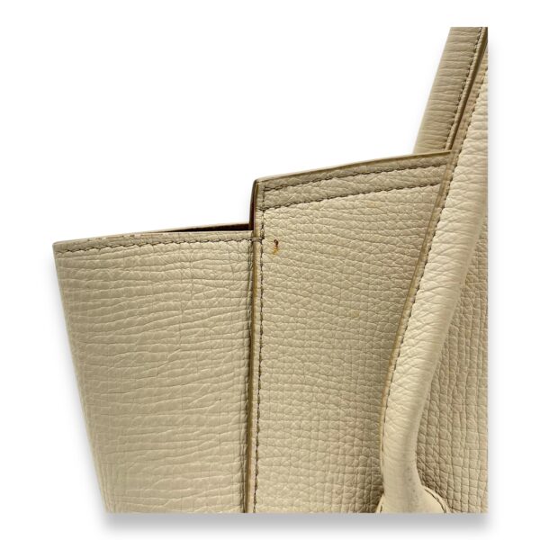 Arco White Top Handle Bag in Calfskin, Gold hardware - Image 12