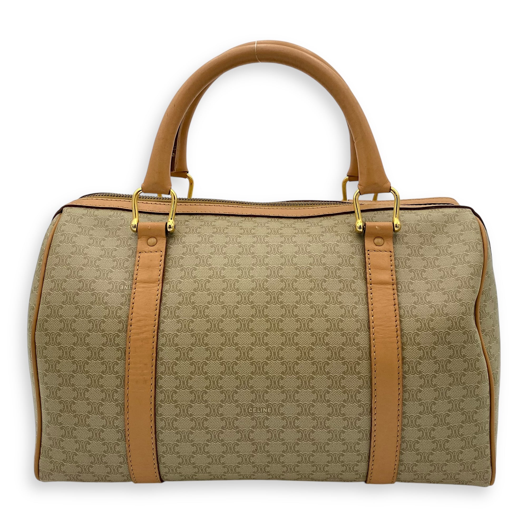 Macadam Top Handle Bag Beige in Coated Canvas, Gold hardware - Image 3