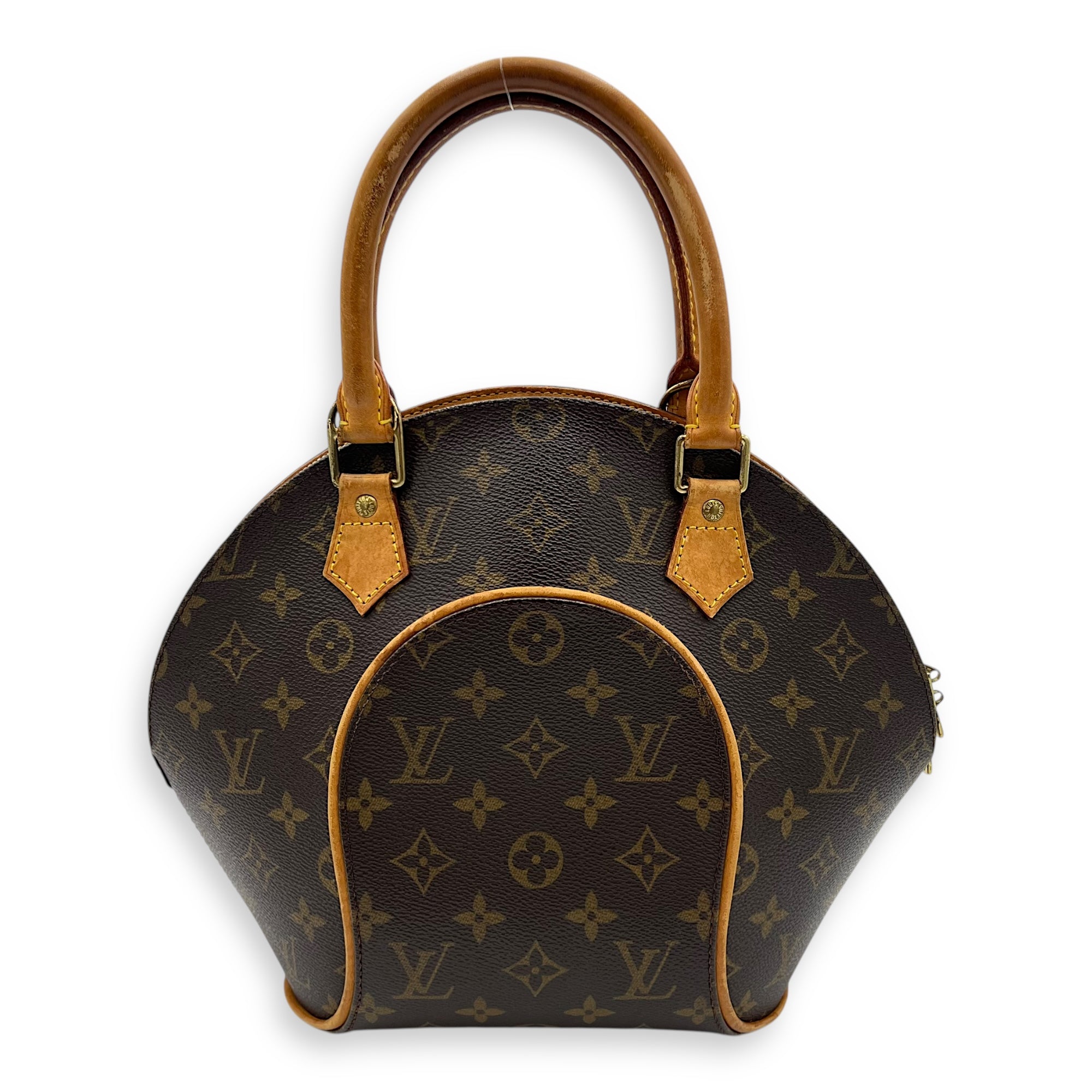 Ellipse Top Handle Bag Brown in Monogram Coated Canvas, Gold hardware