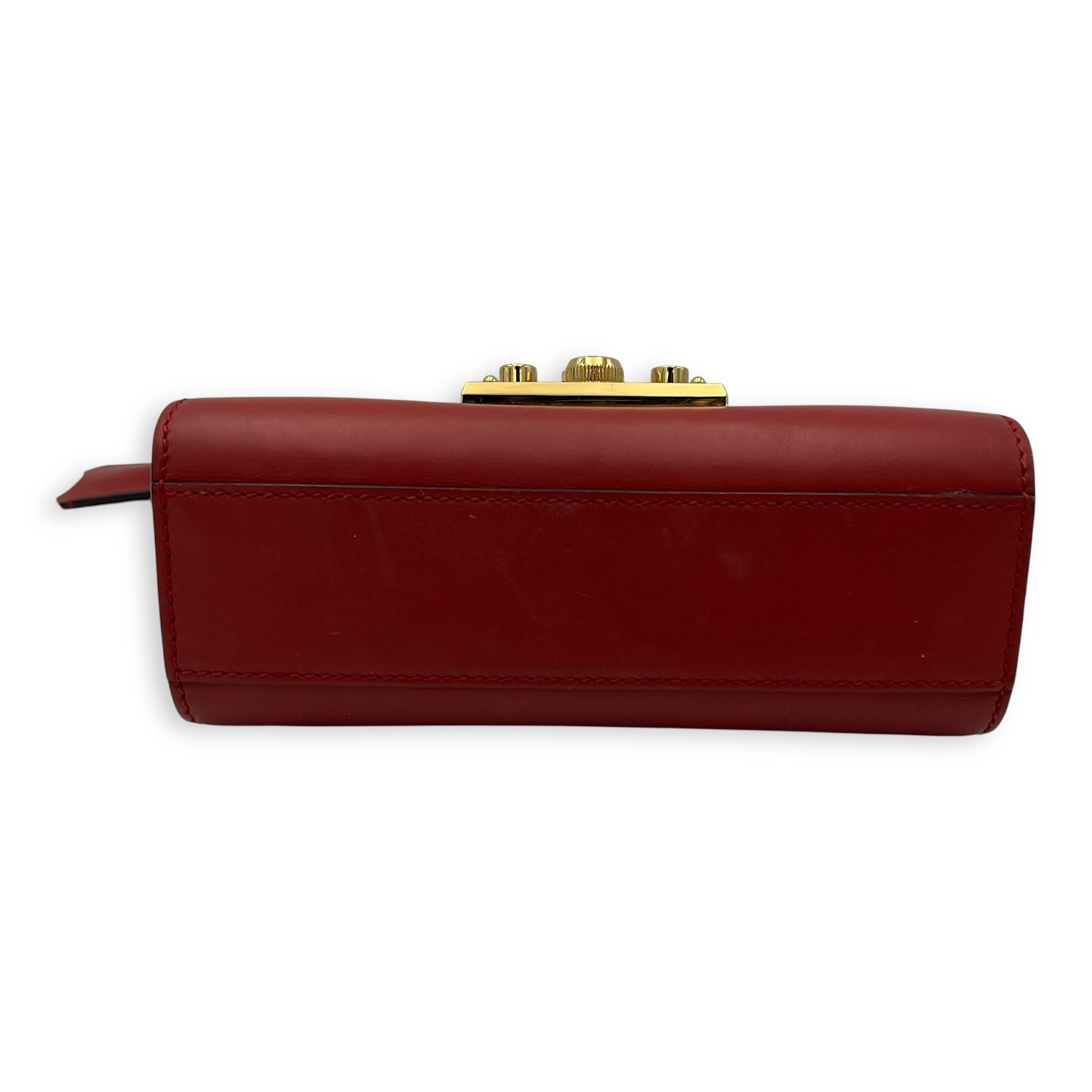 Padlock Shoulder Bag Red in Calfskin, Gold hardware - Image 6