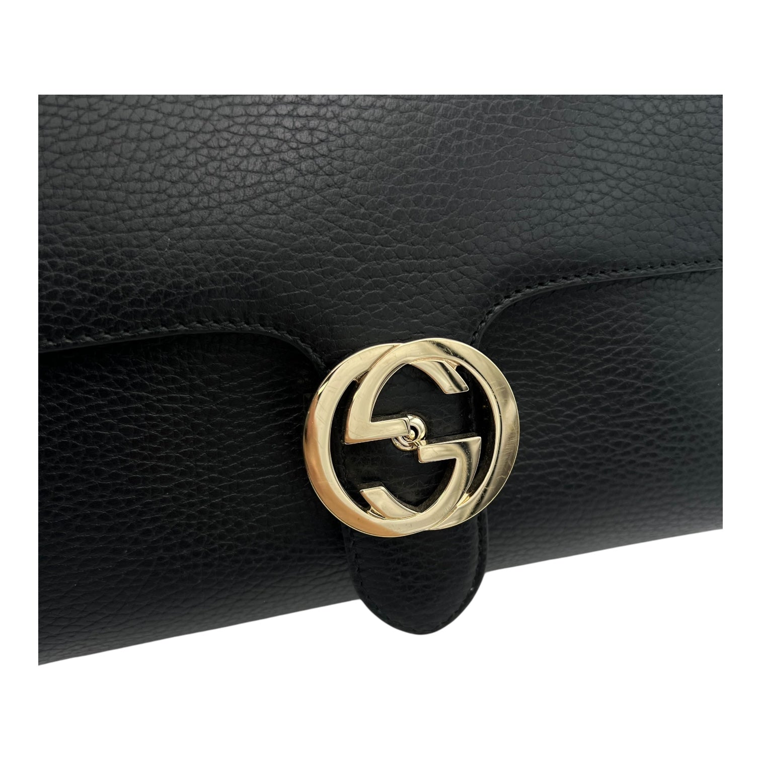 Interlocking G Top Handle Bag Black in Calfskin, Gold hardware - Image 9