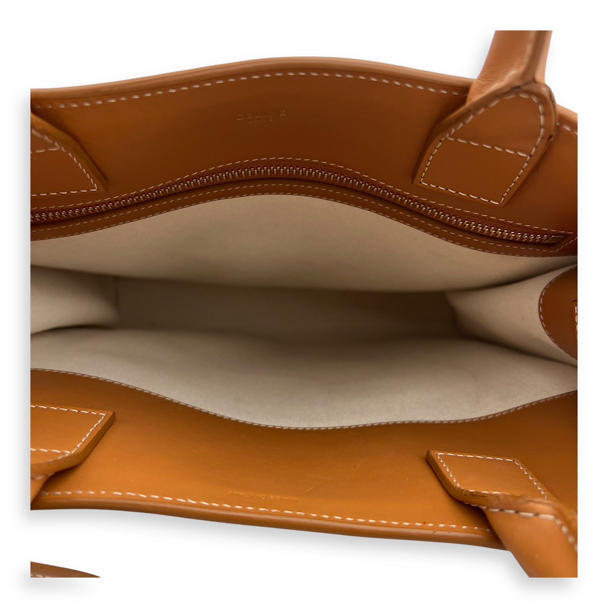 Cabas Top Handle Bag Brown in Canvas, Gold hardware - Image 7