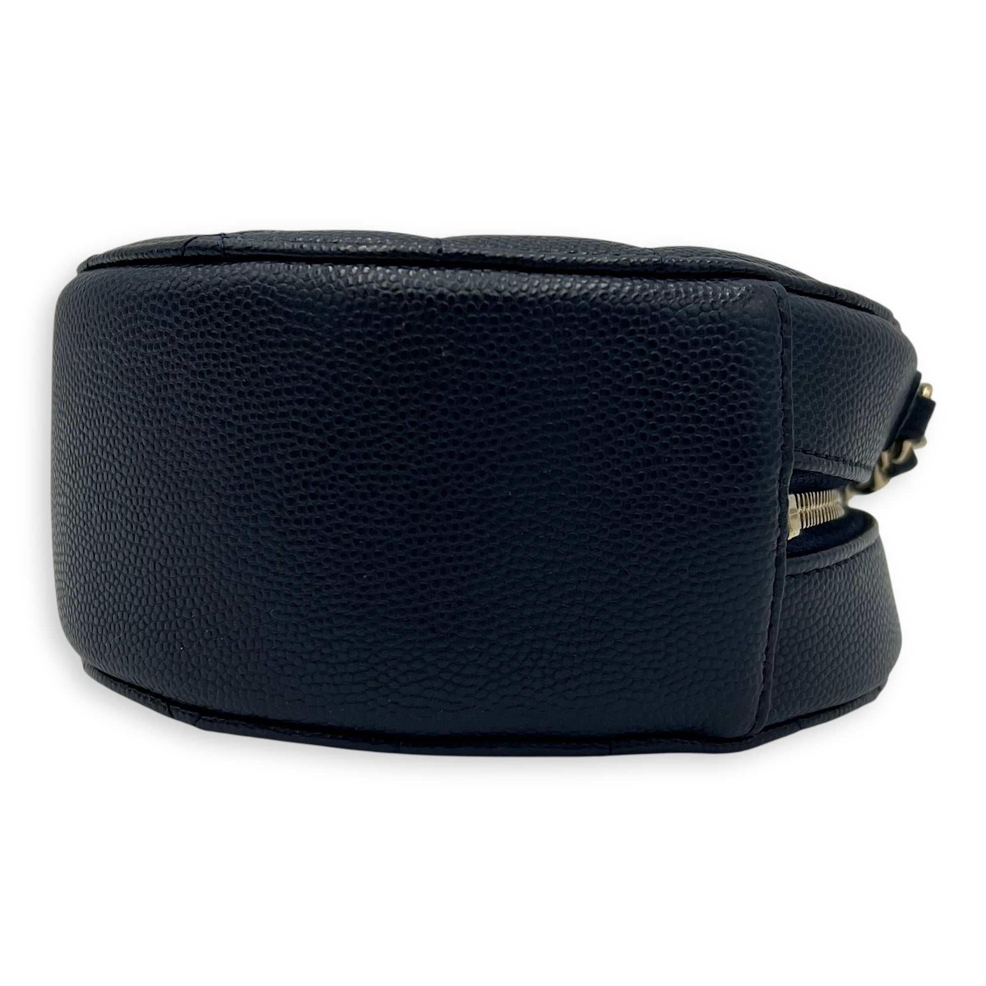 Round CC Crossbody Bag Blue in Caviar Leather, Gold hardware - Image 10