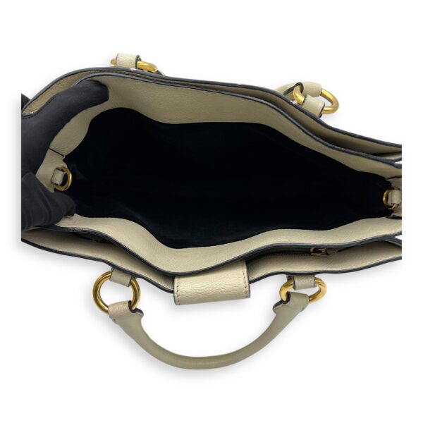 Buckle Top Handle Bag White in Calfskin, Gold hardware - Image 7