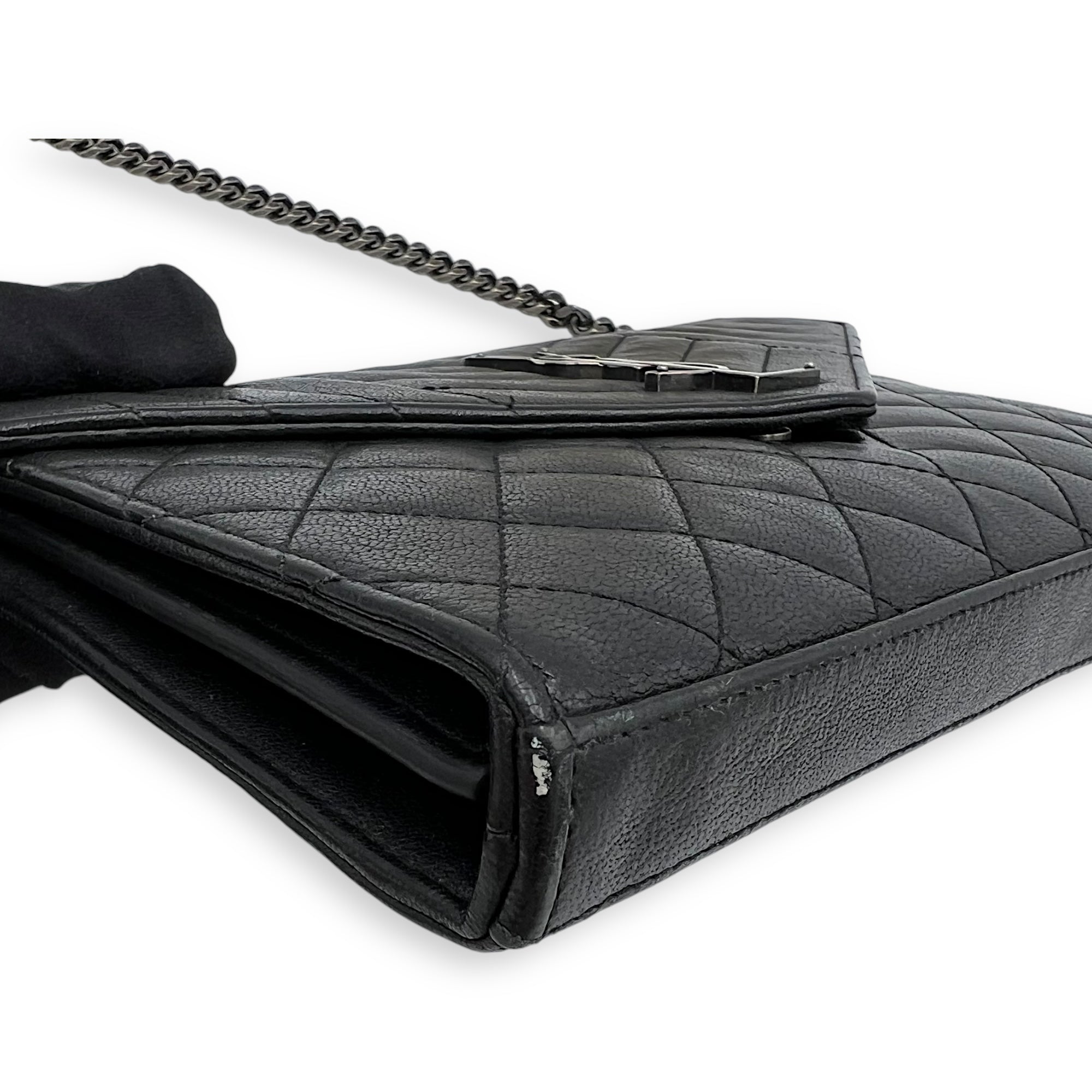 Envelope Wallet On Chain Black in Goat Leather, Silver hardware - Image 9