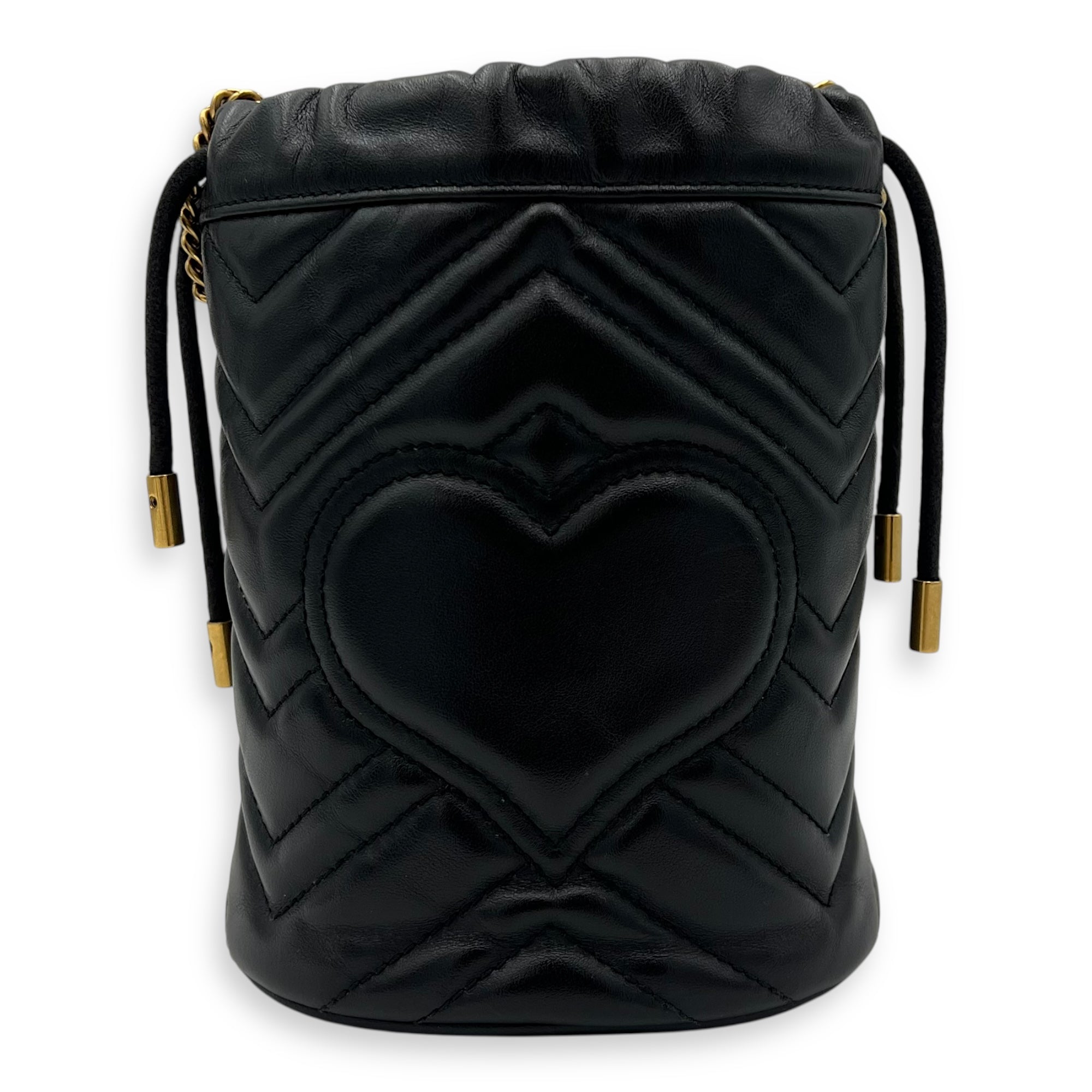GG Bucket Bag Black in Calfskin, Gold hardware - Image 3