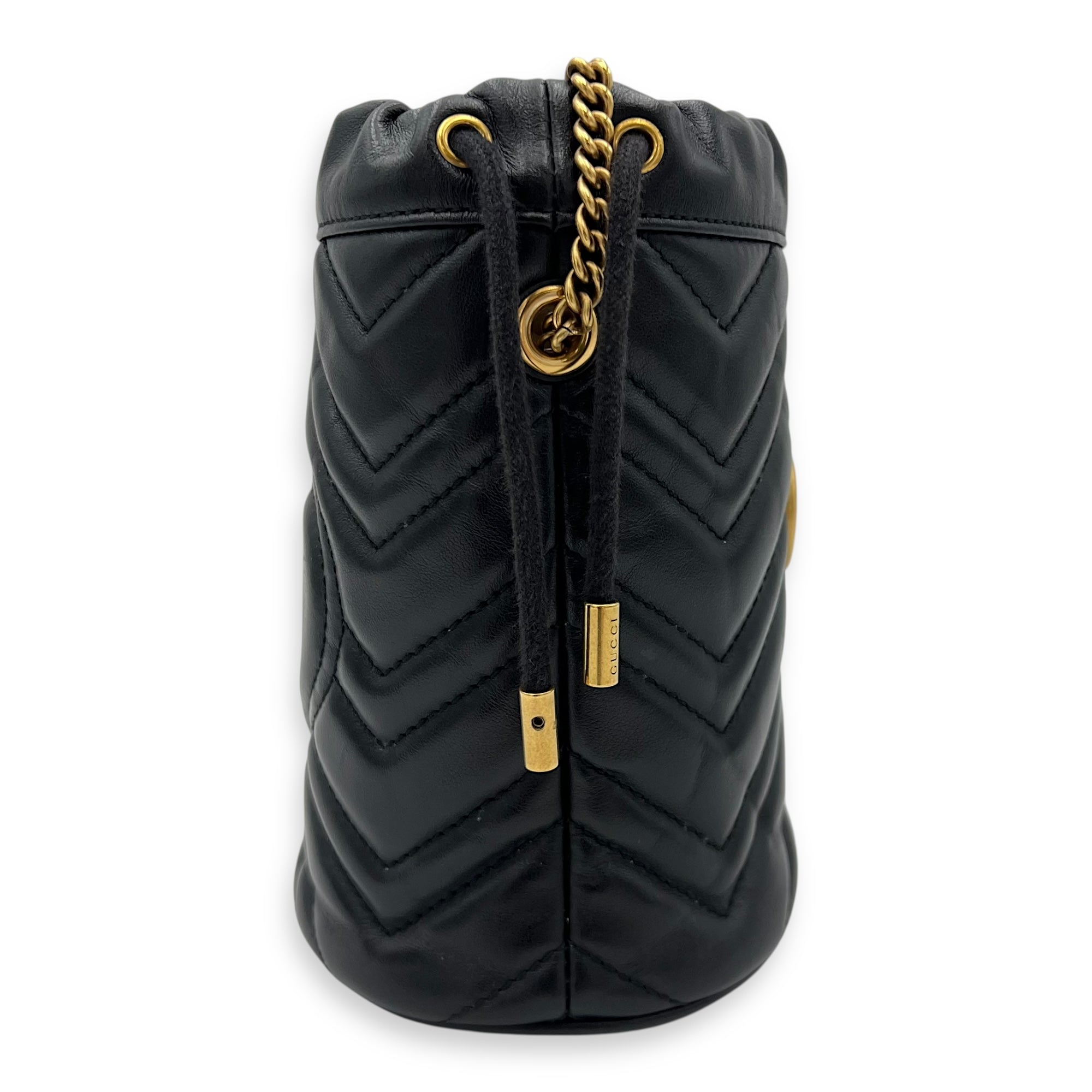 GG Bucket Bag Black in Calfskin, Gold hardware - Image 5