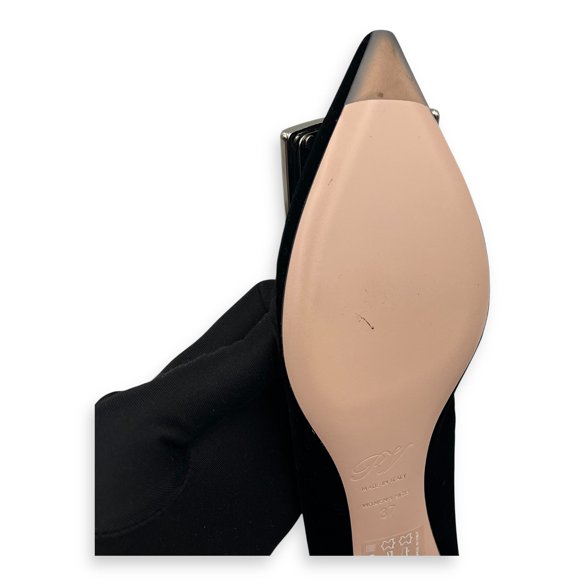 Gommettine Strass Buckle Ballet 25 37 Black Shoes in Velvet, Silver hardware - Image 4