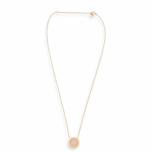 Diamond and Pinic Opal Circle Pendant 46 Diamonds Necklace in Rose Gold - Image 3